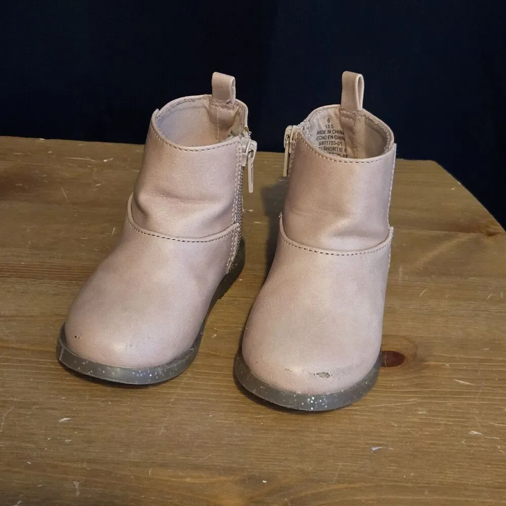 Old Navy Toddler Ankle Boots, Blush Pink Sparkles, Size 6 (13.5)